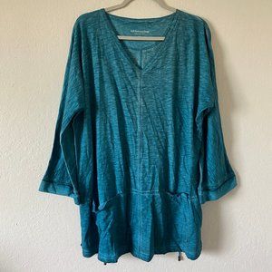 Soft Surroundings Womens Tunic Top Lagenlook Relaxed Fit Size S/M Long Sleeve